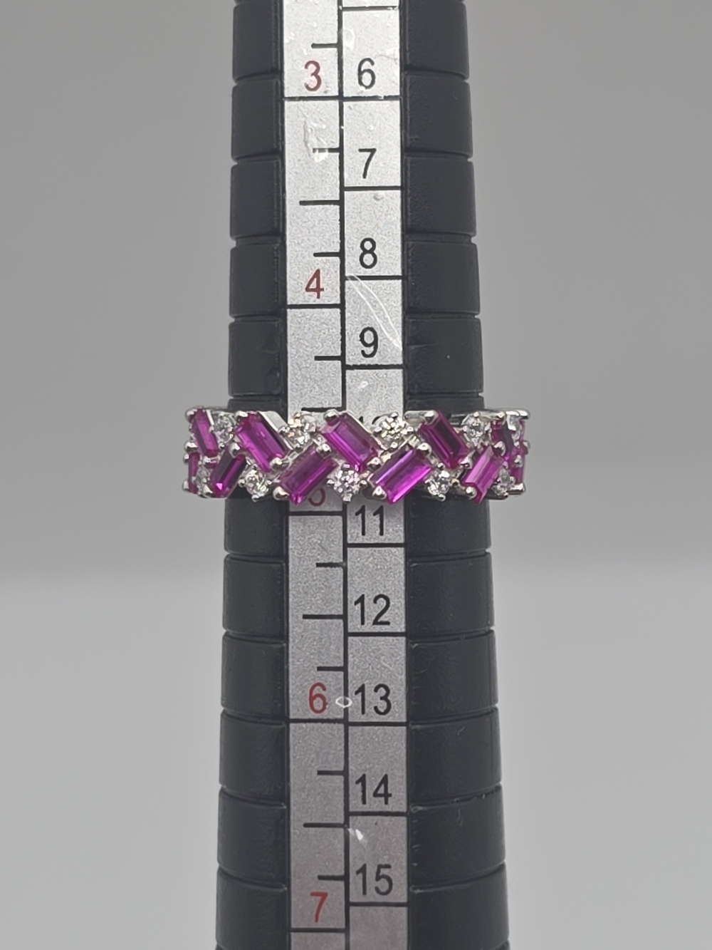 Sterling Silver 925 Ring with Pink Baguette Stones and Clear Accents - Picture 6 of 9